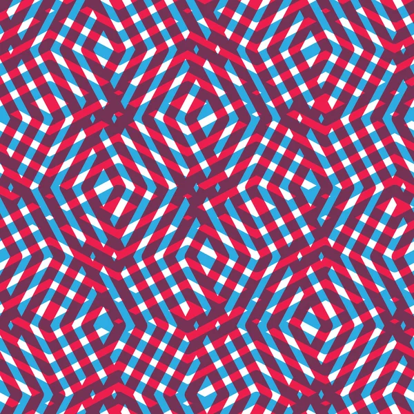 Geometrisk stökigt fodrad seamless mönster, färgglada labyrint vektor slutet — Stock vektor