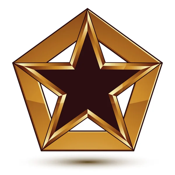 Plantilla vectorial glamurosa con estrella negra pentagonal con dorado — Archivo Imágenes Vectoriales