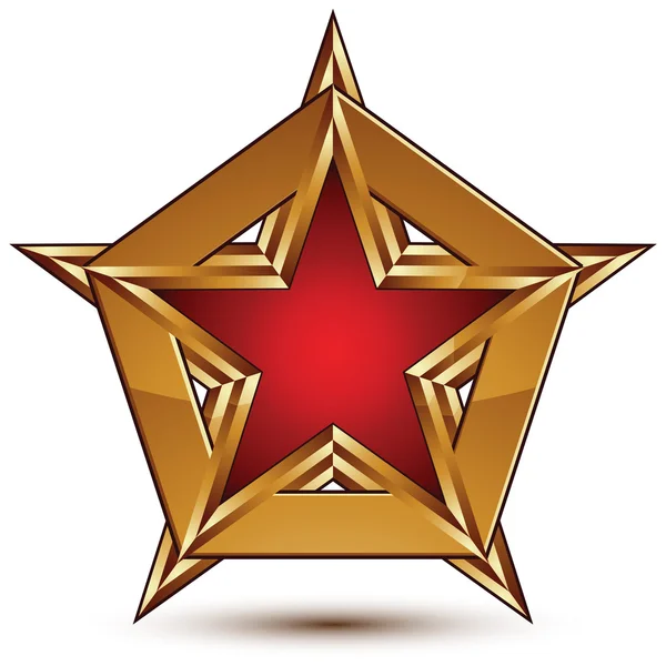 Plantilla de vector glamuroso con estrella roja pentagonal con oro o — Archivo Imágenes Vectoriales