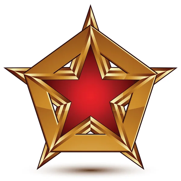 Plantilla de vector glamuroso con estrella roja pentagonal con oro o — Vector de stock