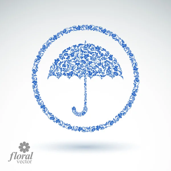 Beautiful flower-patterned umbrella. Stylized accessory  crea — Stock Vector