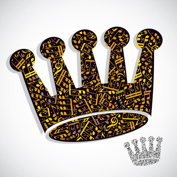 Декоративная красочная векторная корона с музыкальными нотами изола
