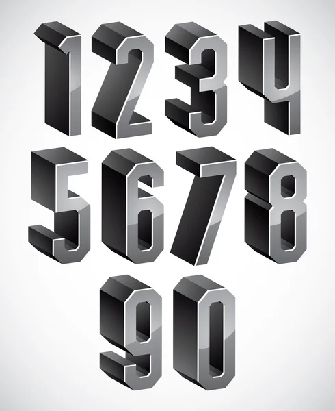 3d geometric numbers set. — Stock Vector