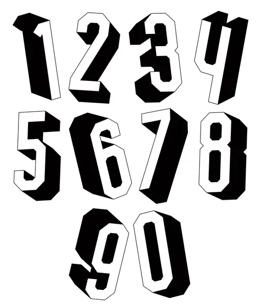 3d black and white geometric numbers. — Stock Vector