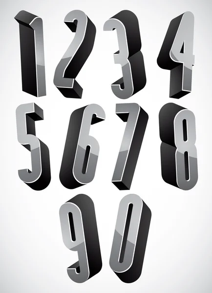 3d tall condensed numbers set. — Stock Vector