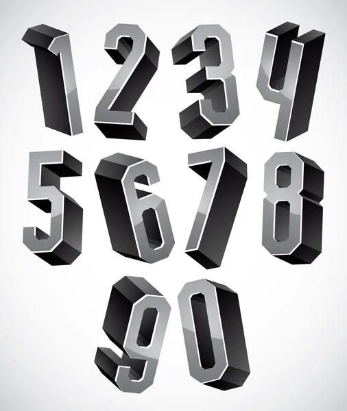 Set di numeri geometrici 3d . — Vettoriale Stock