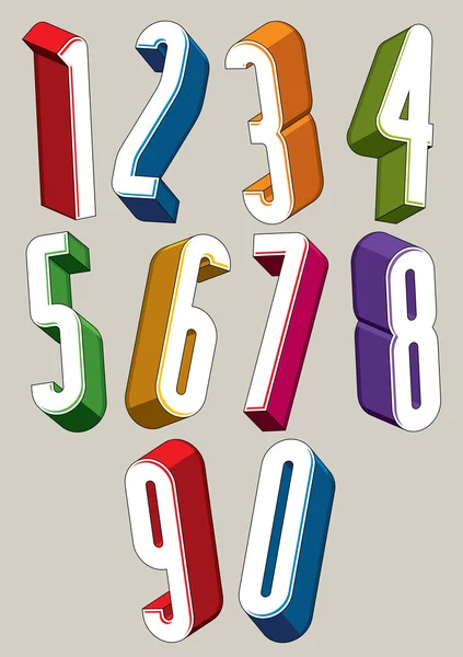 3d extra tall numbers set made with round shapes. — Stock Vector