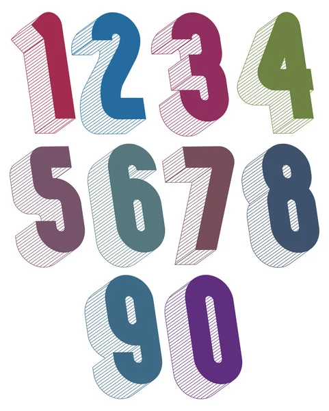 3d numbers set made with round shapes. — Stock Vector