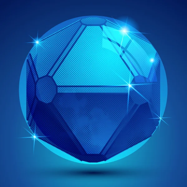 Esfera dimensional pixilada brillante con flash, geo 3D brillante — Vector de stock