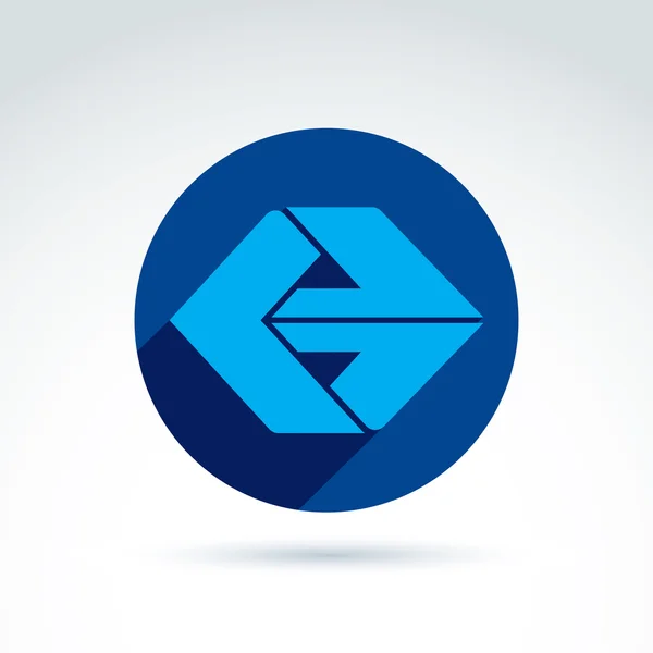 Vektor abstraktes Emblem mit blauem Pfeil Richtung Zeichen, Punkt — Stockvektor
