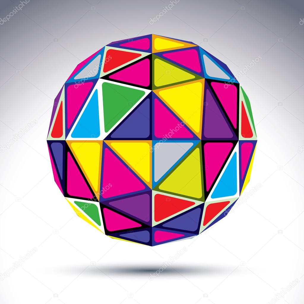 Vector 3D geometric abstract object, dimensional sphere isolated