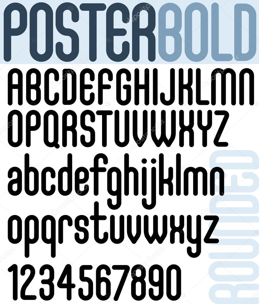 Rounded black font and numbers on white background, bold poster letters.