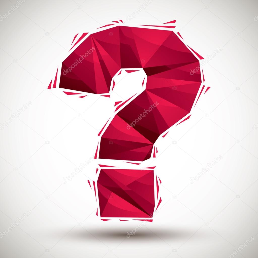 Red question mark geometric icon made in 3d modern style, best f