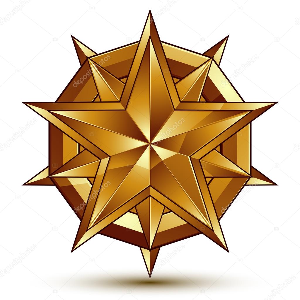 Heraldic vector template with complicated golden star, dimension