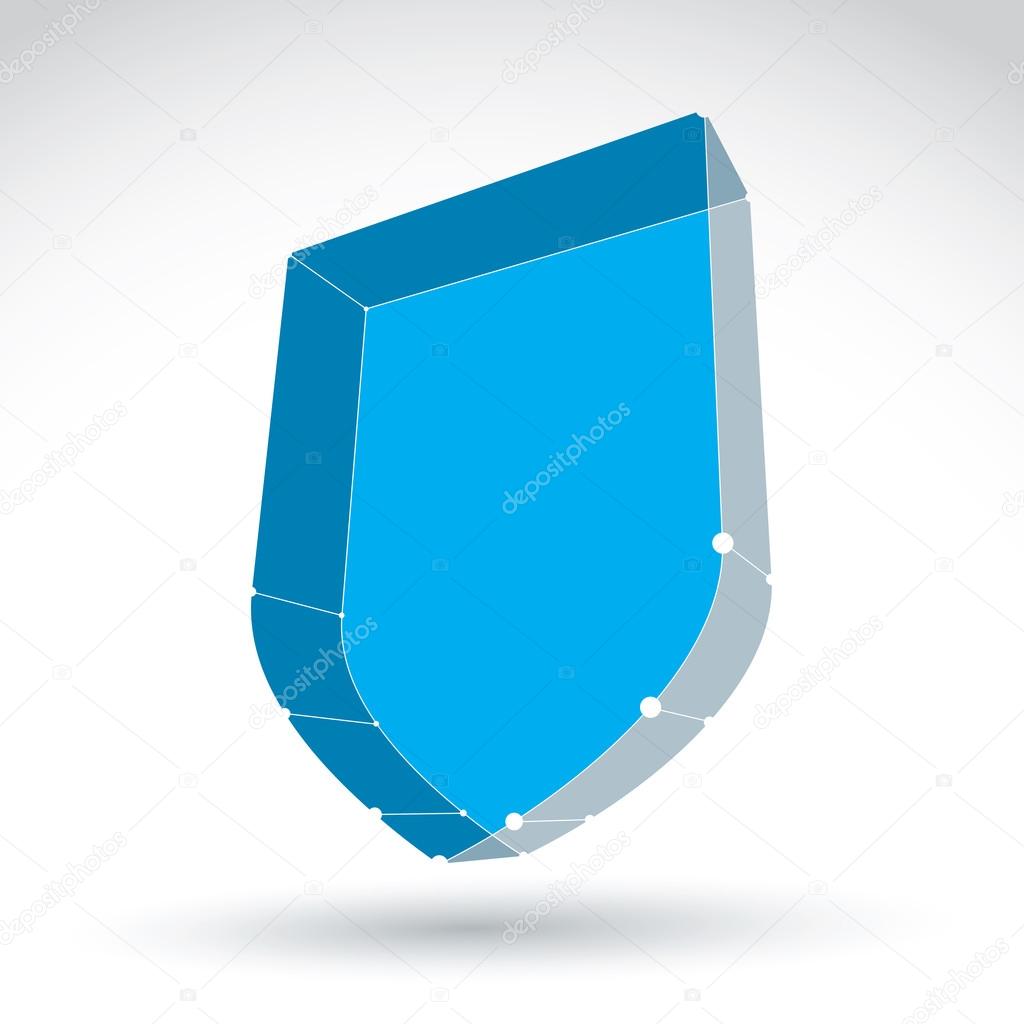 3d mesh web blue security icon isolated on white background, col