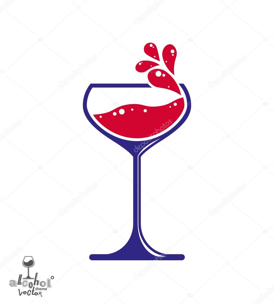 Simple vector wine goblet with splash, alcohol idea illustration