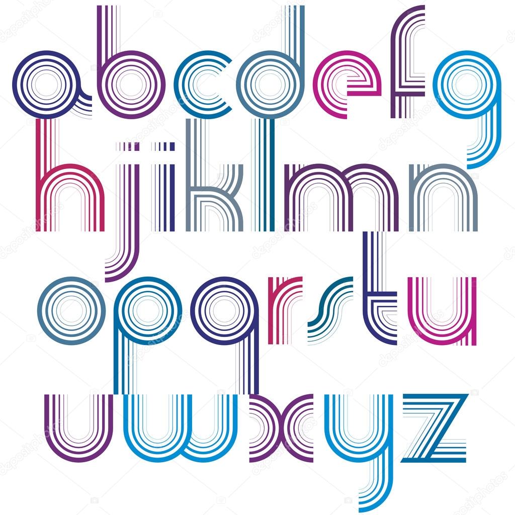 Colorful lowercase letters with rounded corners, animated spheri