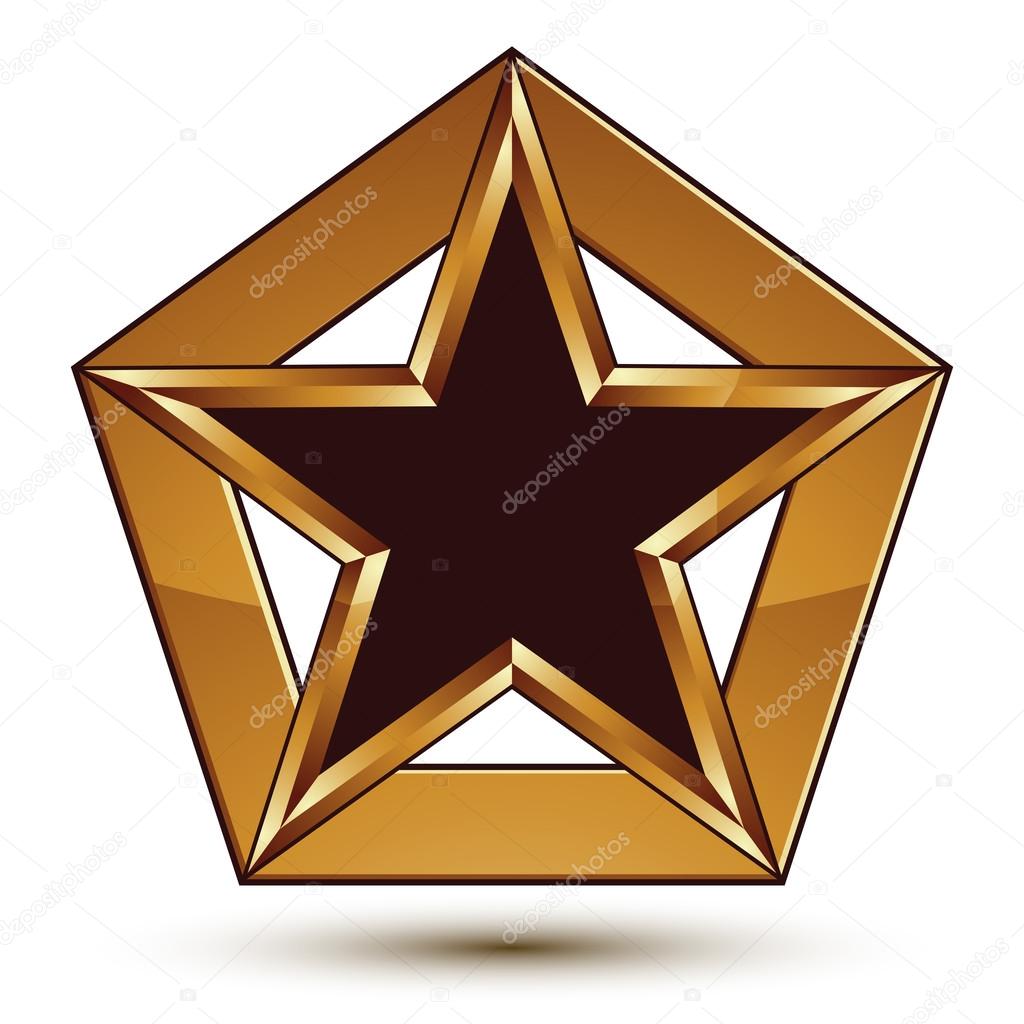 Glamorous vector template with pentagonal black star with golden