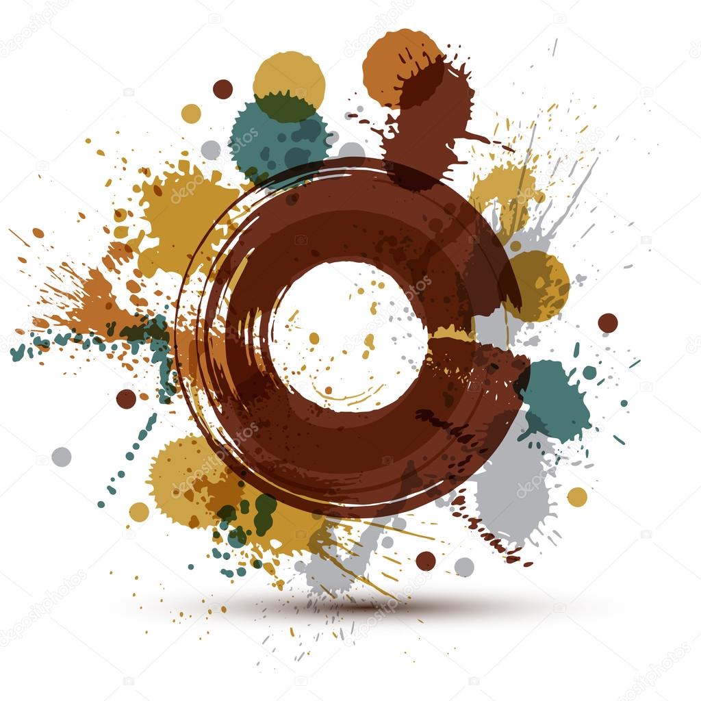 Colorful vector ink splash seamless pattern with overlap circles