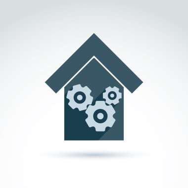 Bir fabrika, sanayi kavramı vektör Illustration. Çarkları bir