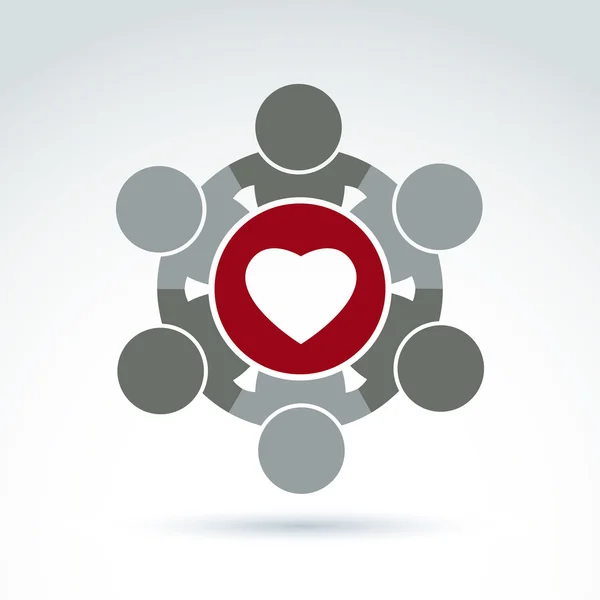 Hjärta och sociala medicinska ikonen, — Stock vektor