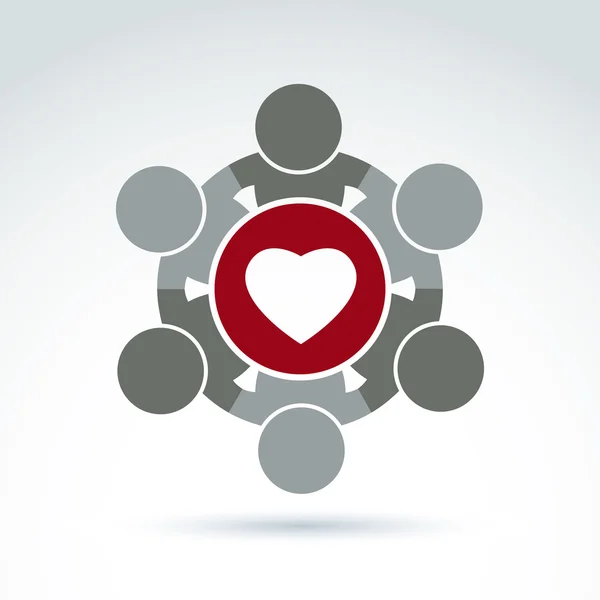 Corazón e icono médico social , — Vector de stock