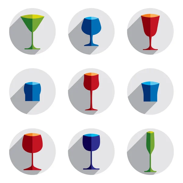 Colección de vasos de colores — Vector de stock