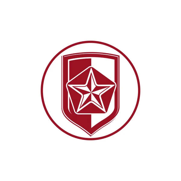 Escudo militar con estrella — Vector de stock