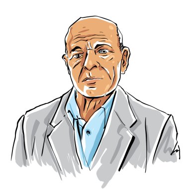 Yaşlı adam illüstrasyon el çekilmiş