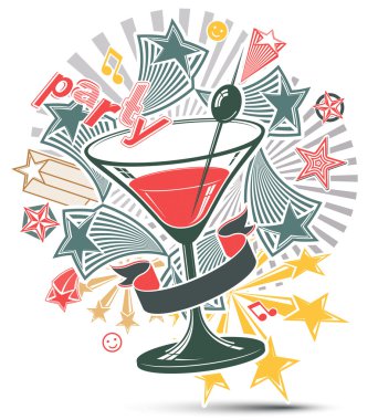 Festival illüstrasyon ve martini kadehi