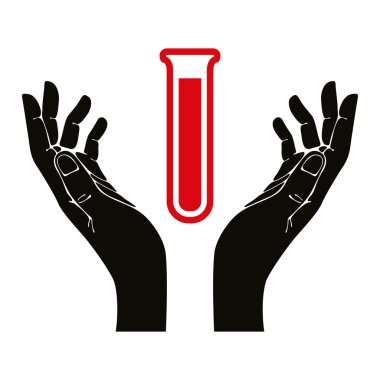 Tüp vektör simgesi olan eller.