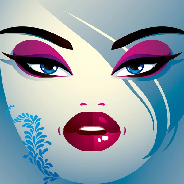 Coquette yeux et lèvres femme — Image vectorielle