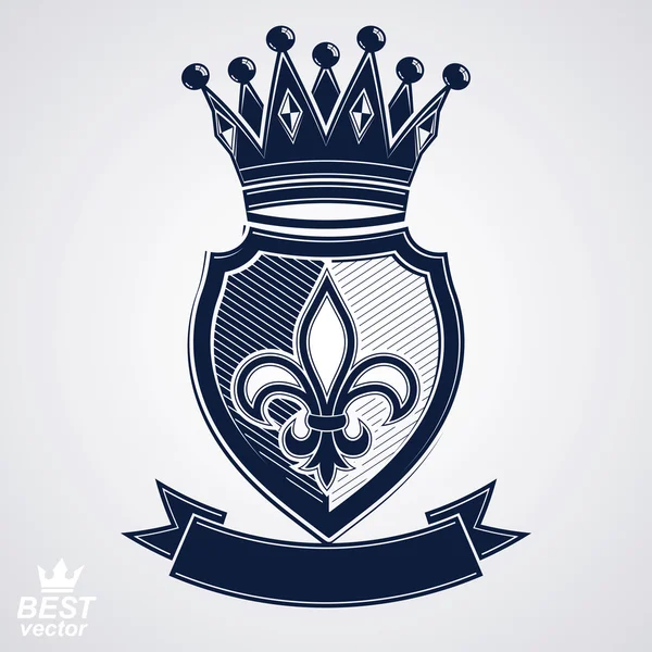 Royal shield with decorative band — Stock Vector