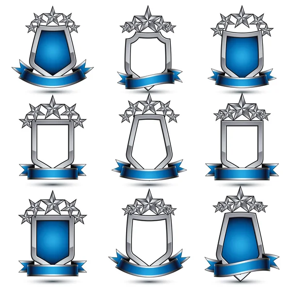 Ensemble d'icônes héraldiques argentées — Image vectorielle