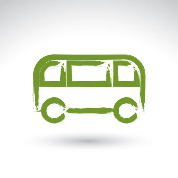Icono de autobús verde dibujado a mano — Vector de stock