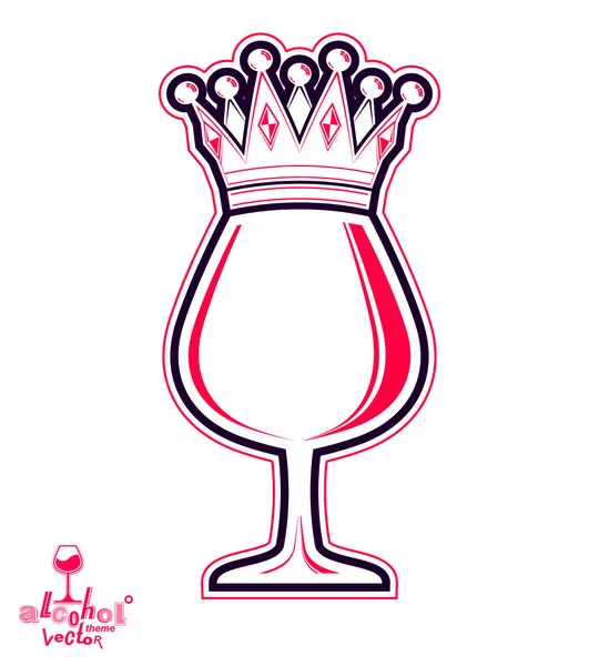 Bicchiere da vino monarca con corona decorativa — Vettoriale Stock