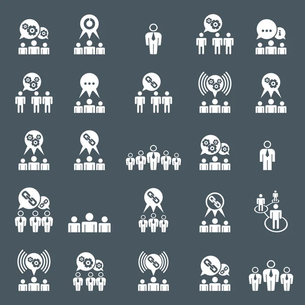 Iconos de trabajo en equipo y negocios — Vector de stock