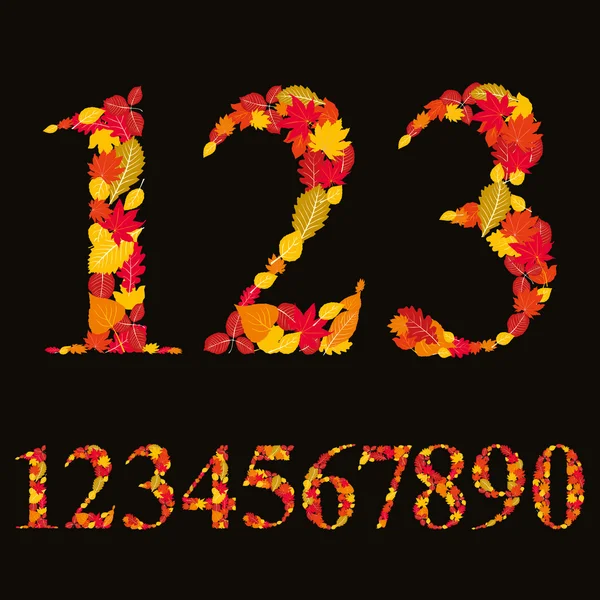 Numbers made with leaves — Stock Vector