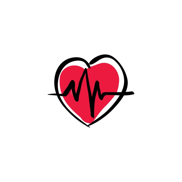 Illustrated heart with ekg — Stock Vector