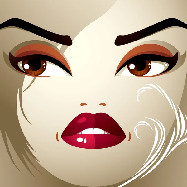 Emociones faciales de la mujer bonita — Vector de stock