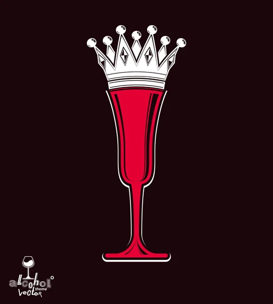 Copa de champán con corona imperial — Vector de stock