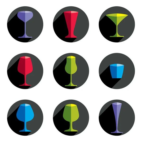 Colorful drinking glasses collection. — Stock Vector