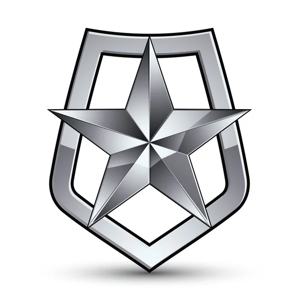 Pentagonal silver star — Stock Vector