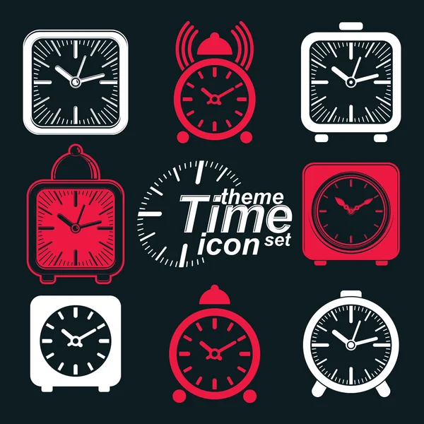 Squared 3d alarm clocks — Stock Vector