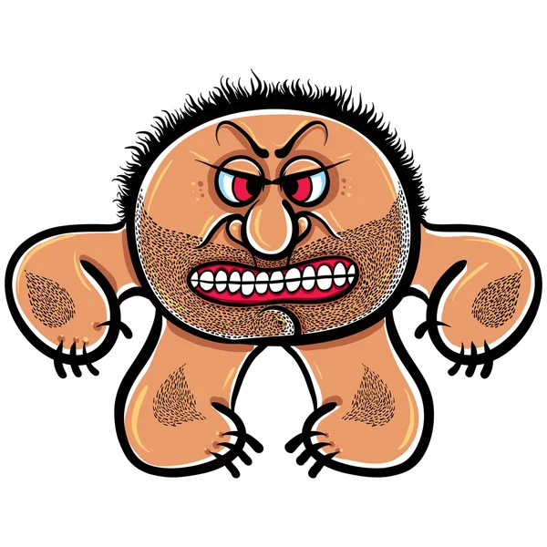 Angry cartoon monster with stubble — Stock Vector