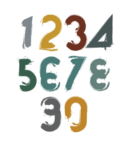 Handwritten colorful  numbers — Stock Vector