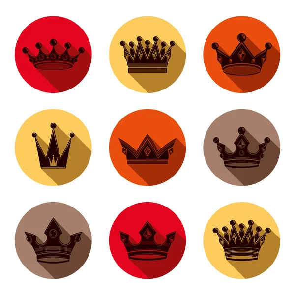 Colorful luxury crowns collection — Stock Vector