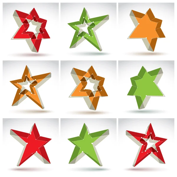 Set of  mesh stars — Stock Vector