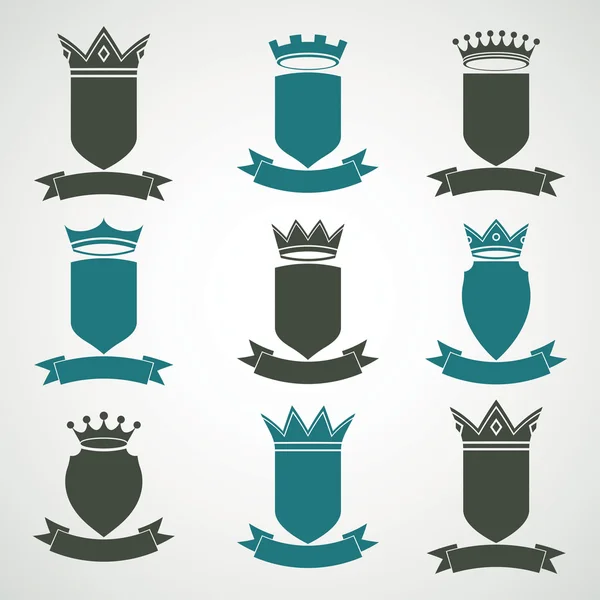 Heraldic royal blazon illustrations set — Stock Vector