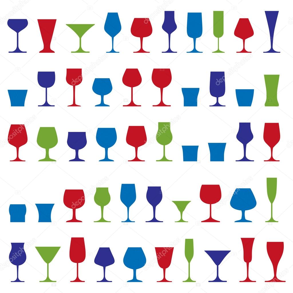 Decorative drinking glasses collection.